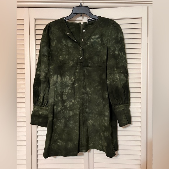 Something Navy long sleeve mini dress army tie dyed green - Picture 1 of 9